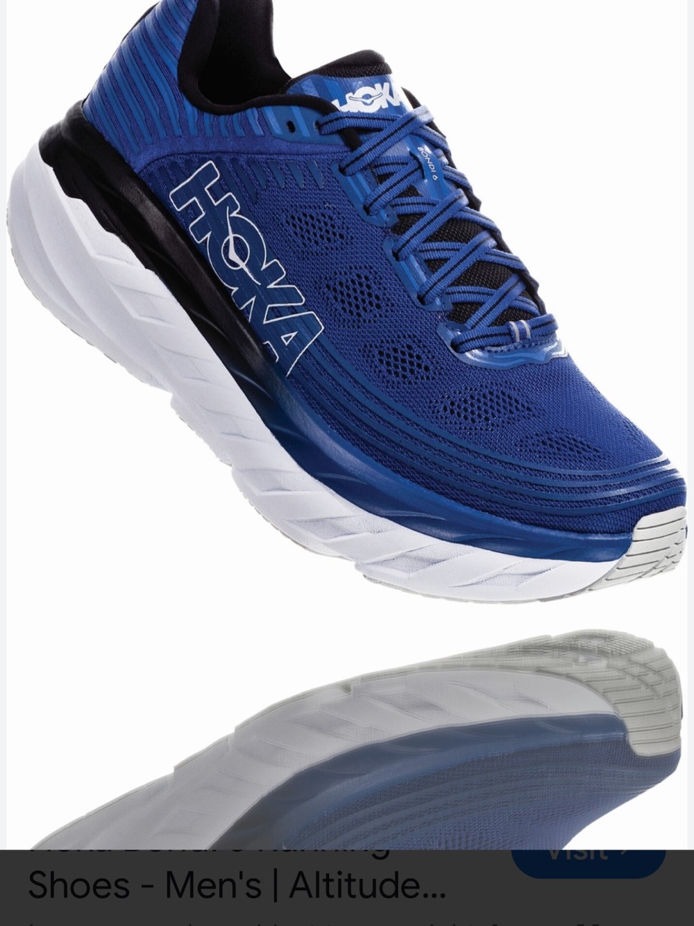 Hoka One One Bondi 6 Men's Royal Blue Mesh Running Shoe, size 12